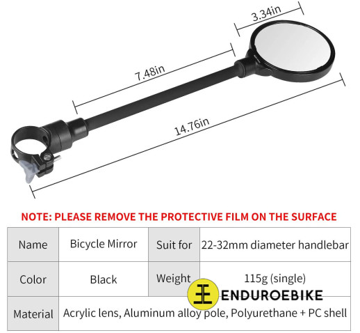 Wide angle rear view mirror for electric bike