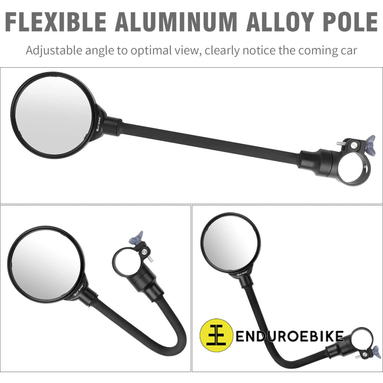 Wide angle rear view mirror for electric bike