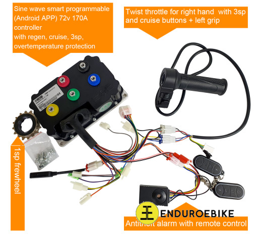 Ebike Programmable Sine Wave 48-72v 170A Controller 